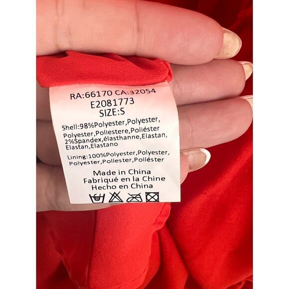 Elliatt Sonnet Ruffled Mock Neck Tiered A-Line Dress Poppy Red Womens Size Small - Picture 11 of 12